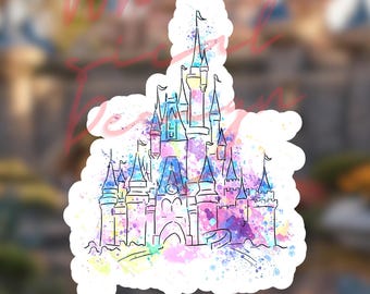 Disneyland Disneyworld Watercolor Sticker - vinyl magnet - notebook- cell phone - water bottle - skateboard- waterproof