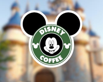 Mickey Coffee Starbucks Logo Sticker - vinyl - notebook- cell phone - water bottle - skateboard- waterproof