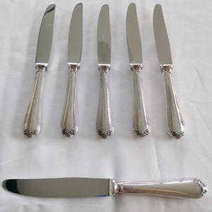 Lot De 6 Couteaux Ercuis Louis XV - Métal Argenté, Lames Inox - Art De La Table