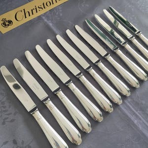 Christofle Pompadour 12 silver-plated cheese and dessert knives 20cm