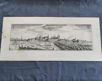 Berlin Panorama vue générale gravure engraving Merian 85x38cm