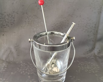 Seau à Glaçons Design Cristal 8 Facettes – Sèvres – Avec Cuillère Métal Argenté
