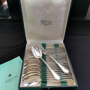Ercuis Trianon 12-piece silver-plated dessert and entremet cutlery set 19cm