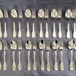 シャバンヌのカトラリーセット、新品同様の状態、大型の頑丈なスチール製食器12セット、新品