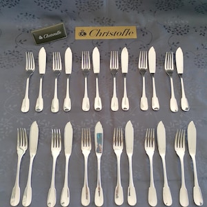 Christofle Cluny 12-piece silver-plated fish cutlery set