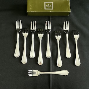 Christofle spatours 9 dessert forks in silver plated metal, perfect condition