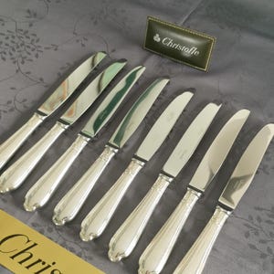 Christofle Pompadour 8 large silver plated table knives 24.5cm