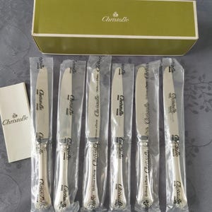 クリストフル ポートロイヤル 銀メッキチーズ＆デザートナイフ6本セット、新品同様