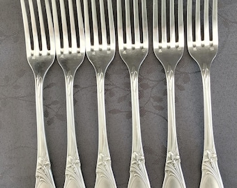 Maxim&#39;s Art Nouveau 6 silver plated table forks excellent condition
