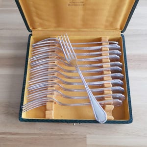 Ercuis Trianon 12 silver-plated fruit dessert forks 17.3cm