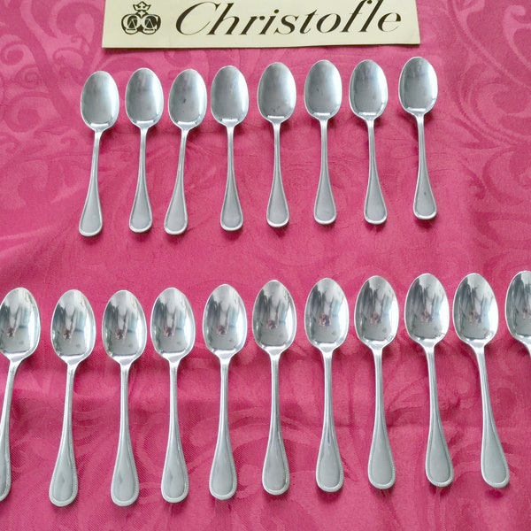 Christofle Albi Perles lot de 19 cuillères à moka 10cm en métal argenté