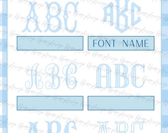 Catalogus met borduurlettertypen bewerkbare canva-sjabloon downloaden - blauw