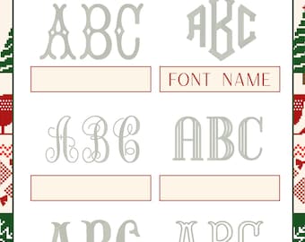 Kerstmis | Catalogus met borduurlettertypen bewerkbare canva-sjabloon downloaden