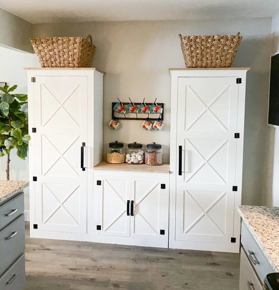 Tall Pull-Out Kitchen Cabinet, Double-Sided Full Access Pantry Storage