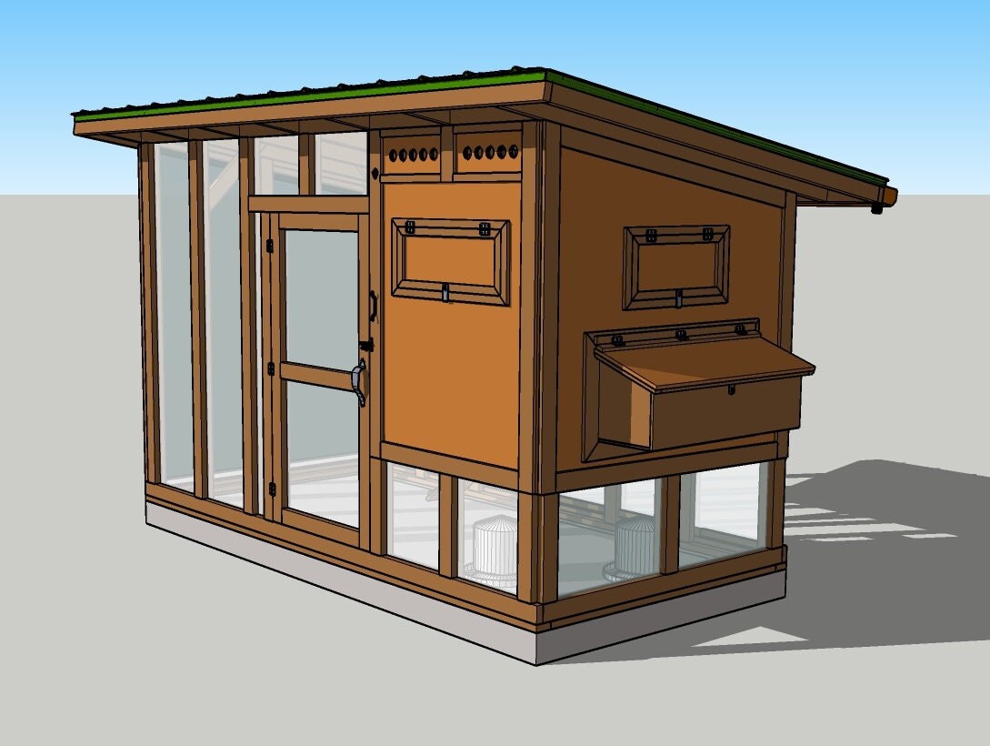 Wooden Modern Chicken Coop Build Plan, PDF File, Instant Download, Shelter Plans, Out Door Plans