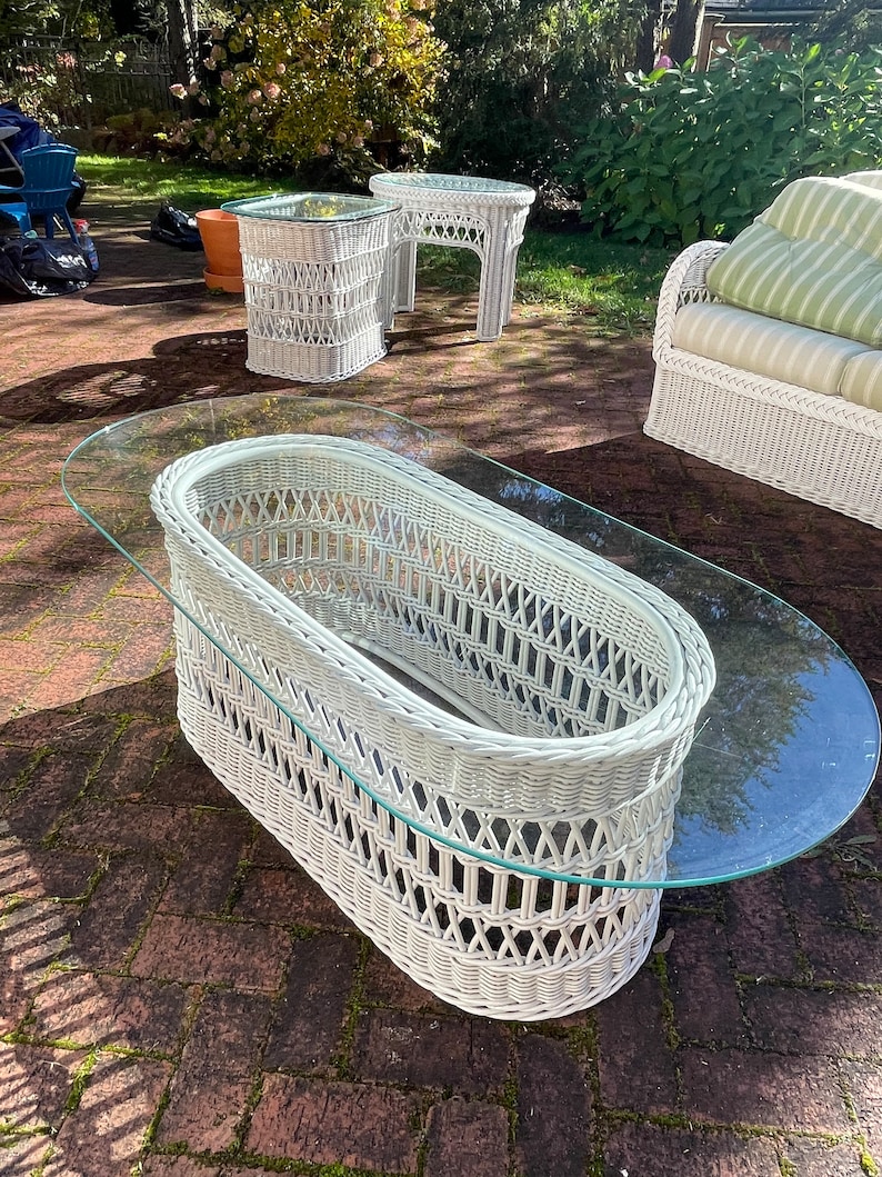 Vintage Wicker Coffee Table Henry Link Rattan White Coffee Table Rattan
