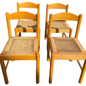 Vintage Wicker Woven Seated Chairs - style of Hans Wegner