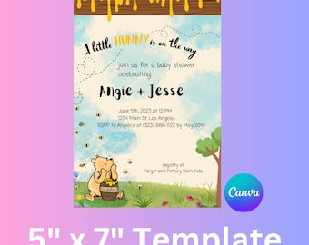 Winnie the Pooh Baby Shower Invitation Template | Hunny Theme (Digital Download)