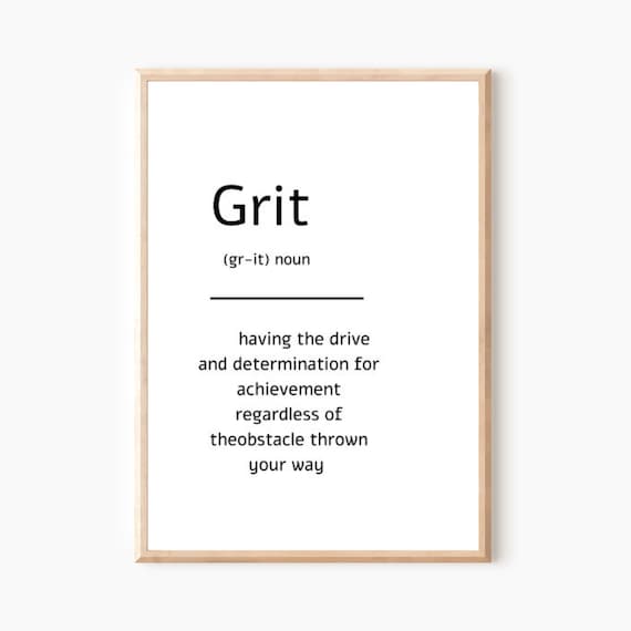 Grit Definition Art Printable Black and White Definition Etsy