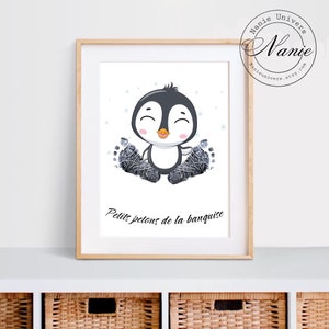 Christmas penguin printable footprint poster