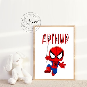 Póster con el nombre del niño de Spiderman