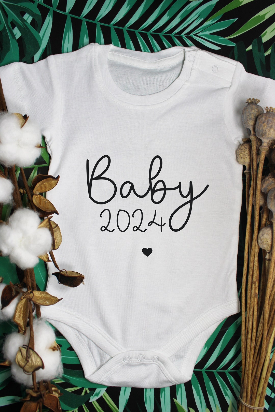 Baby Announcement 2024 Birth Babies 2024 Boy Girl Romper 2024 Initial