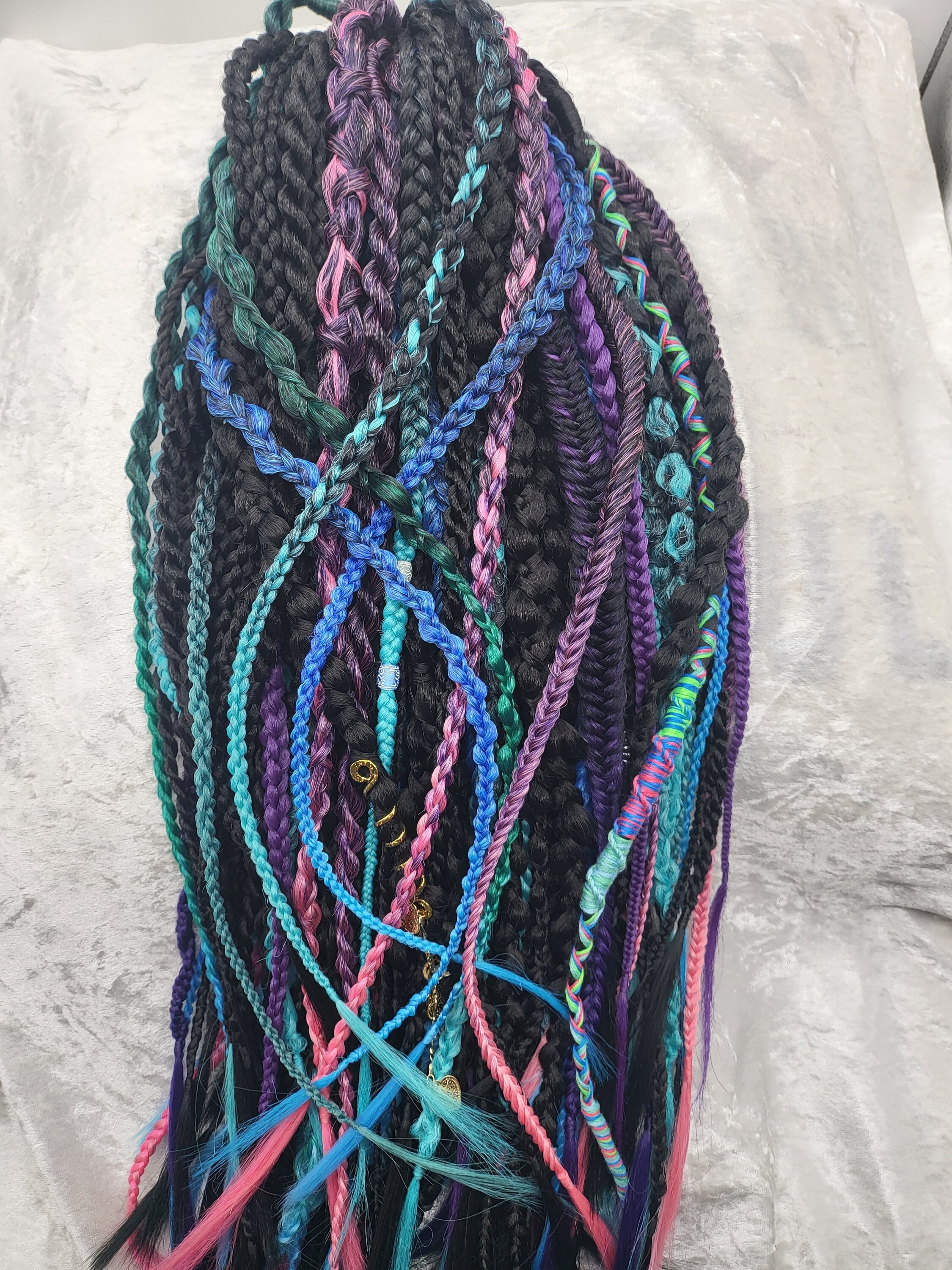 Braid Extensions in the Colors of “the Northern Lights” With Black ...