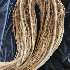 Lt Blonde, Drk Blonde and Lt. Brown Mixture of Braids and Dreads