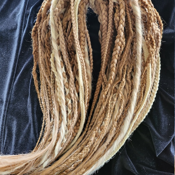 Lt Blonde, Drk Blonde and Lt. Brown Mixture of Braids and Dreads