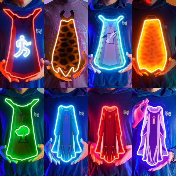 Choose Your Cape Runescape Led Sign | Osrs Gift for Him/Her | Rune Scape Light Board For Room | Old School Runescape Neon Styled Wall Décor