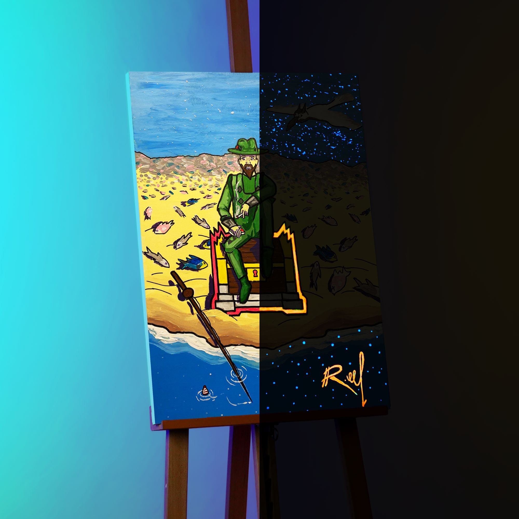 Old School Runescape Glow-in-the-dark Painting & Print, Poster  - Osr Wall Art Decor. OSRS Merch Gift for Birthday, Christmas, Valentine