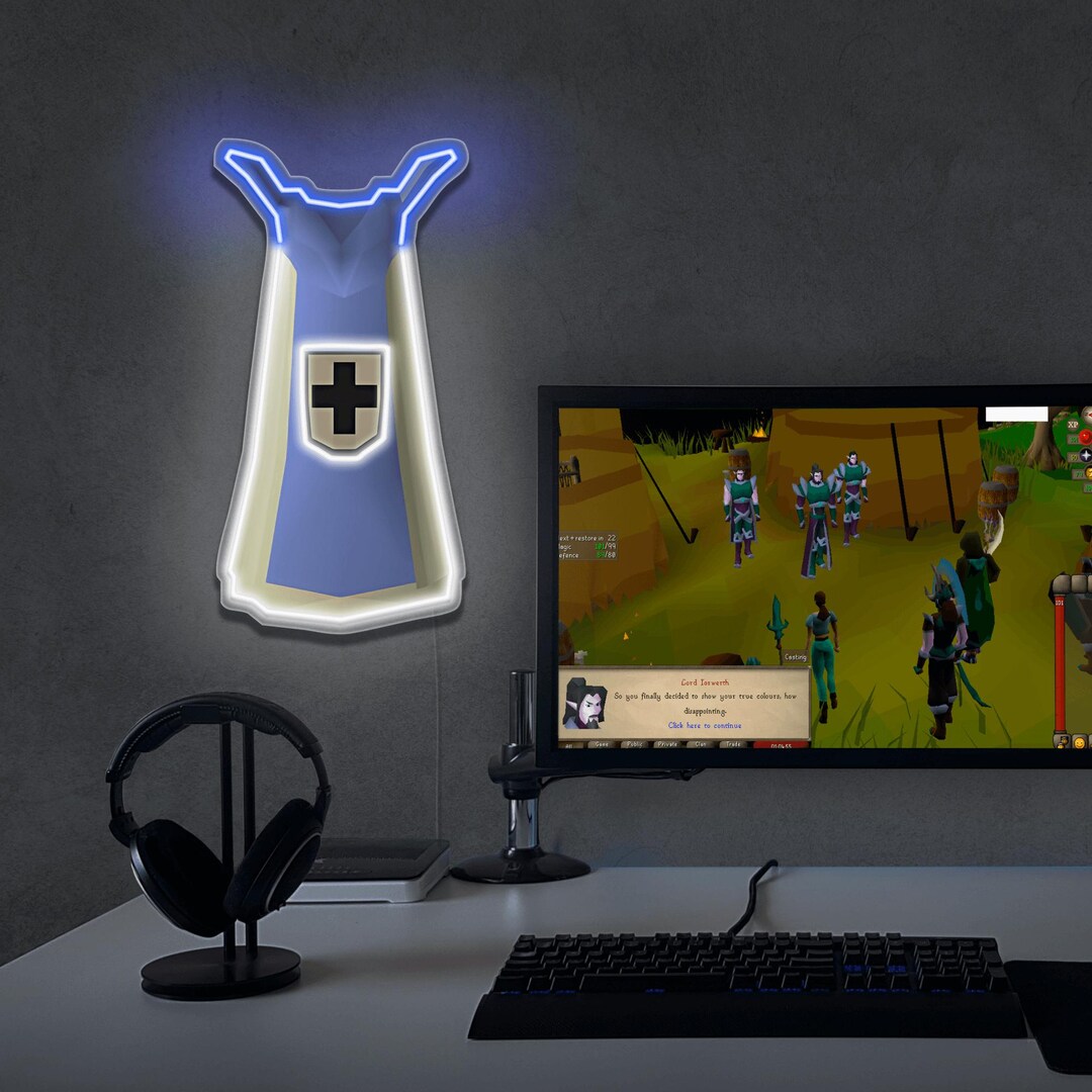 OSRS Defence Skill Cape LED Neon Sign. Old School Runescape Wall Art ...