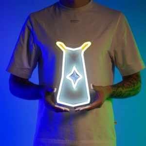 Runescape Prayer Skill Cape LED Neon Sign | Old School Runescape Wall Art Decor for OSRS fans | OSR & Runescape 3 Merch Gift