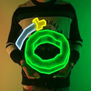 Led neonreclame Runescape Warrior Ring | Old School Runescape Wall Art Decor voor OSRS-fans | OSR & Runescape 3 merchandise cadeau