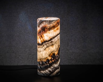 Onyx marble Lamp h30 ø12cm | Table lamp | Stone lamp | Gift for men | handmade lamp | Yoga | Meditation | luxury decor | #LMZM23-223-001