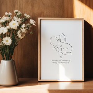 Minimalistischer Engel Baby Line Art Digitaldruck | Säugling Verlust Fehlgeburt Totgeburt Zeichnung | Baby Verlust Geschenk | Schwangerschaftsverlustmitteilung