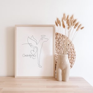 Personalised Greyhound Halo and Angel Wings Digital Portrait | Greyhound Loss Line Drawing | Greyhound Memorial Gift | Greyhound Bereavement
