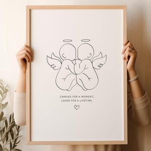 Twin Angel Babies Digital Print | Twin Loss Line Art | Pregnancy and Infant Loss Keepsake | Remembrance Wall Art
