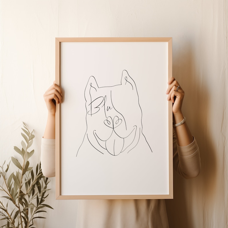 Custom Pet Portrait Line Art From Photo Digital Print Minimalist Pet Drawing Sketch Photo Custom Dog Outline Pet Face Portrait image 1