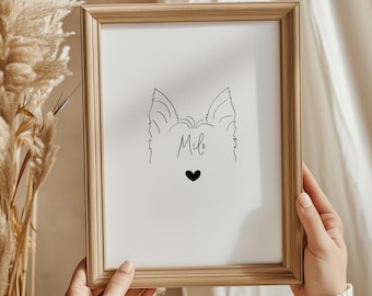 Custom Dog or Cat Ear Tattoo Design | Pet Ear Outline From Photo | Minimalist Line Art | Digital Download