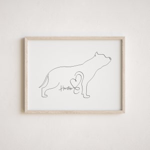 Personalisierte American Bully Digitales Porträt | Minimalistischer Bully Line Art Zeichnung | Umrisse von American Bully | Bully Erinnerungsgeschenk