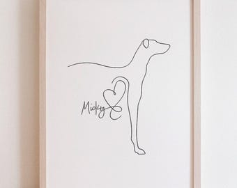 Personalised Greyhound Portrait | Minimalist Greyhound Line Art Drawing (Digital Download)