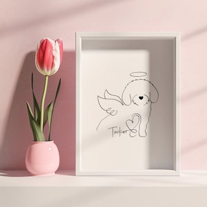 Stampa digitale personalizzata di un disegno di animali domestici / Disegno minimalista di una perdita di un cane / Ritratto personalizzato di un angelo di cane / Regalo personalizzato di un cane