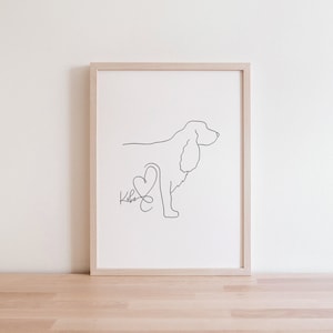Retrato digital personalizado de un cocker spaniel / Arte de cachorro de cocker spaniel / Dibujo minimalista de un cocker spaniel / Regalo de cocker spaniel