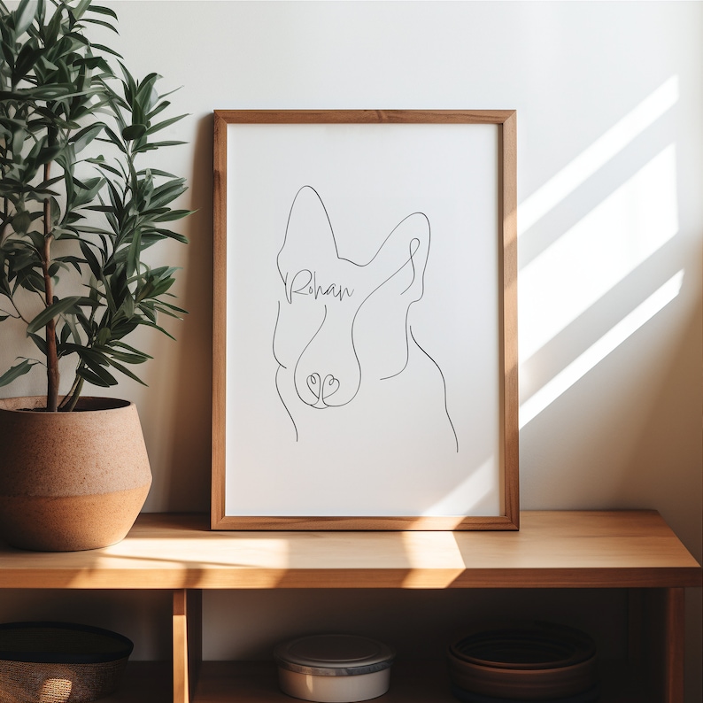 Custom Pet Portrait Line Art From Photo Digital Print Minimalist Pet Drawing Sketch Photo Custom Dog Outline Pet Face Portrait image 4