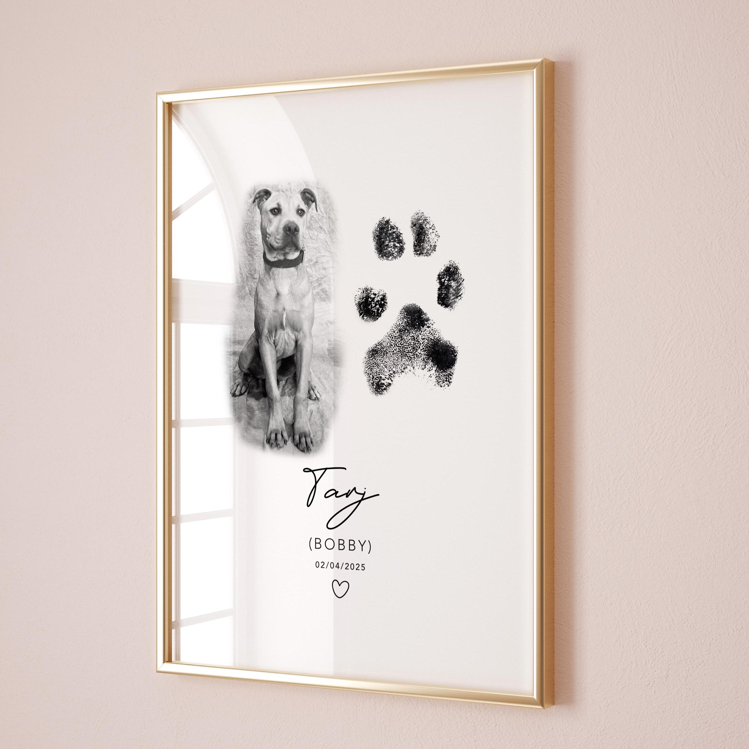 Custom Dog Paw Print With Photo | Dog Memorial Paw Print Gift | Pet ...