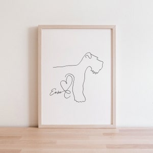 Personalised Schnauzer Dog Minimalist Digital Portrait | Schnauzer Puppy Line Art Drawing | Schnauzer Memorial Gift | Schnauzer Outline