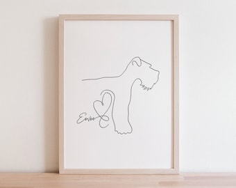 Personalised Schnauzer Dog Minimalist Digital Portrait | Schnauzer Puppy Line Art Drawing | Schnauzer Memorial Gift | Schnauzer Outline