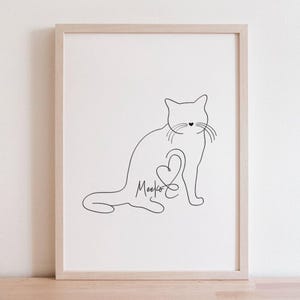 Personalised Domestic Shorthair Cat Portrait | Shorthair Kitten Print | Minimalist Cat Line Art (Digital Download)