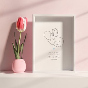 Custom Angel Baby Digital Line Art Print | Infant Loss Miscarriage Stillborn Drawing | Minimalist Baby Outline |Pregnancy Loss Memorial Gift